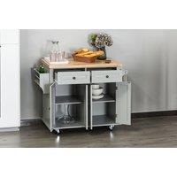 Grey Rolling Kitchen Island With Flexible Storage Unit