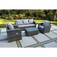 Modern Rattan Reclining Garden Sofa Set - Weather-Resistant, 4-Seater