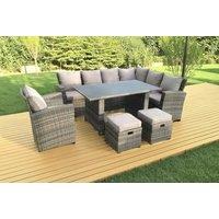 Weather-Resistant Rattan Corner Sofa Dining Set - Modern 6-Seater Outdoor Lounge