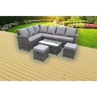 Weather-Resistant PE Rattan Corner Sofa Set - High-Back, 5-Seater Outdoor Lounge