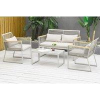 Outsunny 4-Seater Patio Wicker Sofa Set With Tempered Glass Table!