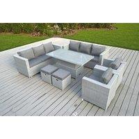 Light Grey Rattan Outdoor Sofa Set - Weather-Resistant, 4-Seater Garden Lounge