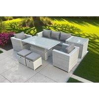 Weather-Resistant Rattan Dining Sofa Set with Rising Table - 3-Seater Outdoor Lounge
