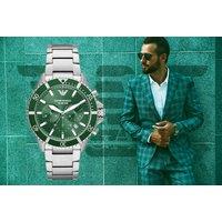 Emporio Armani Men'S Stainless Steel Watch With Green Dial