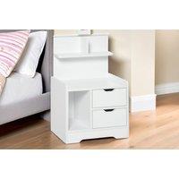 White Bedside Table With 2 Drawers And Shelves