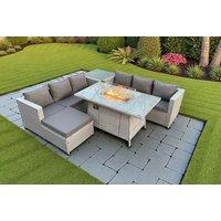 Luxurious PE Rattan Garden Sofa Set with Fire Pit Table