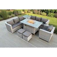 Luxurious Weather-Resistant PE Rattan Garden Sofa Set with Fire Pit