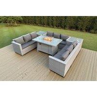 Luxurious PE Rattan Garden Sofa Set with Fire Pit Table