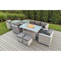 Luxurious Pe Rattan Garden Sofa Set With Fire Pit Table