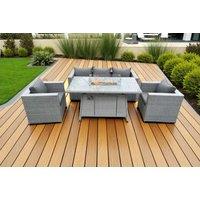 Modern PE Rattan Garden Sofa Set with Fire Pit Table