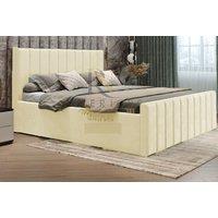 Cream Ottoman Storage Sleigh Bed - 5 Sizes
