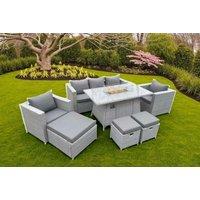 Luxurious PE Rattan Garden Sofa Set with Fire Pit Table