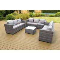 Weather-Resistant PE Rattan Lounge Sofa Set - 3-Seater with Coffee Table