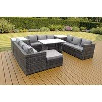 Luxurious Rattan Dining Sofa Set with Reclining Footstool