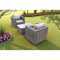 Weather-Resistant Rattan Armchair & Coffee Table Set - Modern Outdoor Garden Furniture