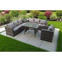 Luxurious Rattan Corner Sofa Set With Dining Table