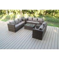 Modern Weather-Resistant PE Rattan Garden Sofa Set - 7 Seater with Coffee Table