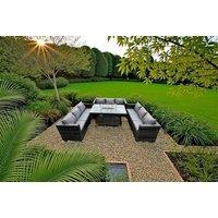 Luxurious 9-Seater Rattan Dining Set With Fire Pit Table