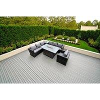 Luxurious 7-Seater Rattan Sofa Dining Set with Fire Pit Table