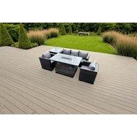 Modern Rattan Lounge Sofa Set with Fire Pit Table