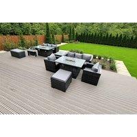 Luxurious Rattan Garden Sofa Set with Fire Pit Table