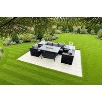 Rattan Garden Sofa Set Fire Pit Table - Grey
