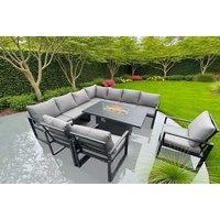Modern Aluminum 9-Seater Sofa Set with Firepit Table
