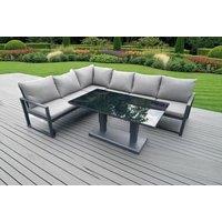 Modern Aluminum 6-Seater Sofa Set with Adjustable Table