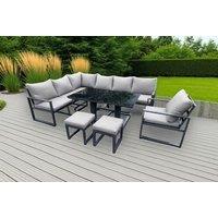 Deluxe Aluminum 9-Seater Outdoor Sofa Set with Adjustable Table