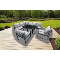 Modern Aluminium 8-Seater Weather-Resistant Garden Sofa Set with Rising Table