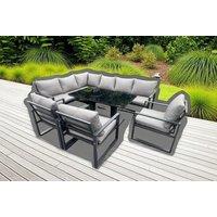 Modern Aluminum 9-Seater Sofa Set with Adjustable Table