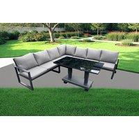 Modern Aluminium 7-Seater Garden Sofa Set with Rising Table