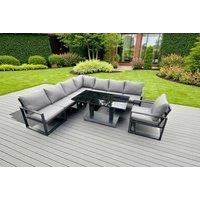 Modern Aluminum 8-Seater Sofa Set with Adjustable Rising Table