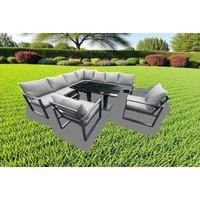 Aluminum 9-Seater Modern Sofa Set with Adjustable Dining Table