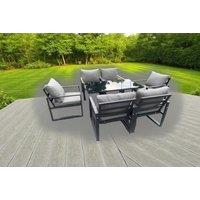 Modern Aluminum 6-Seater Sofa Set with Adjustable Rising Table