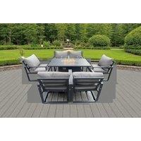 Modern Aluminum 6-Seater Firepit Dining Set