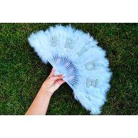Unisex 'Bride To Be' White Feather Diamante Folding Hand Fan!
