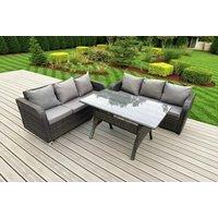 6-Seater Rattan Lounge Sofa Set Table - Grey