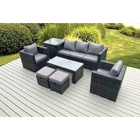 Weather-Resistant PE Rattan Garden Sofa Set - 4-Seater with Coffee Table & Stools
