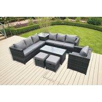 9-Seater Weather-Resistant Rattan Garden Dining Set - Steel Frame