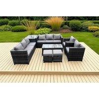 Elegant Rattan Sofa Set With Stools & Coffee Table