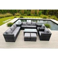 10-Seater Weather-Resistant PE Rattan Garden Sofa Set with Coffee Table