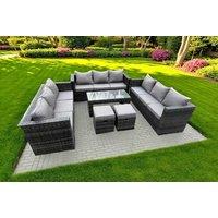 Luxury 11-Seater Weather-Resistant PE Rattan U-Shape Garden Sofa Dining Set
