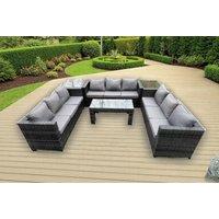 Luxurious U-Shaped Rattan Sofa Set With Coffee Table
