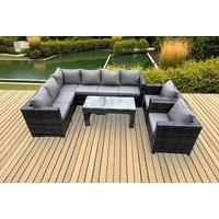 Luxurious 8-Seater Rattan Corner Sofa Set With Coffee Table