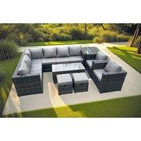 Modern 10-Seater Weather-Resistant Rattan Corner Sofa Set with Table