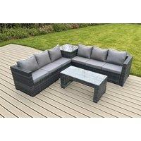 Luxurious Weather-Resistant 6-Seater Rattan Sofa Set with Coffee Table