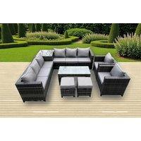 Luxurious 10-Seater Rattan Sofa Set With Chair, Table & Stool