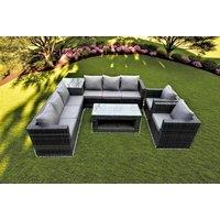 Luxurious Weather-Resistant 8-Seater Rattan Sofa Dining Set