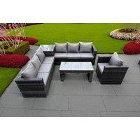 Elegant 7-Seater Pe Rattan Sofa Set With Chair And Table